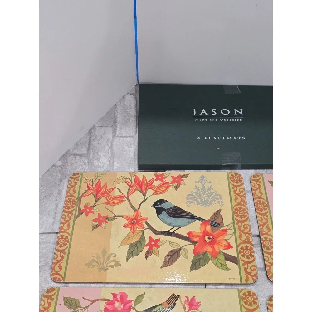 Jason‎ Cork Backed Placemats Set of 4 Colorful Bird Study 11